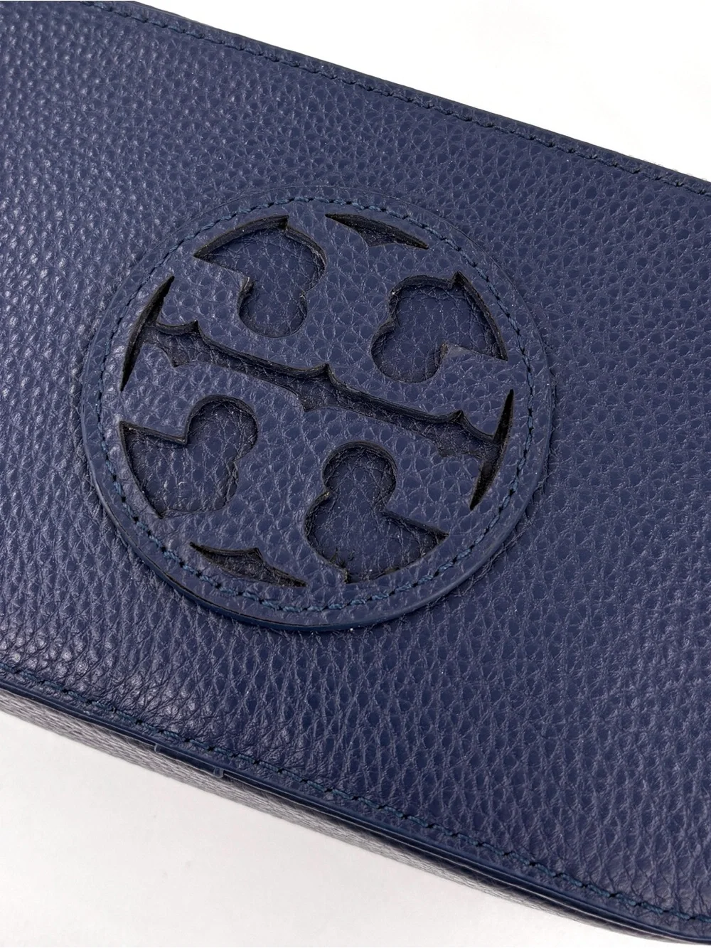 TORY BURCH Mini Miller Crossbody Bag Navy Blue Pebbled Leather